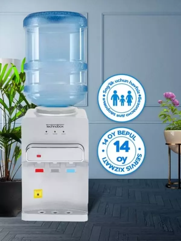 Мини кулер для воды TECHNOBOX  Белый  3 режима  с защитой для детей