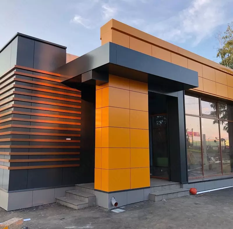 Обшивка фасада Алюкабондом Туникабондом Травертином по всему Узбекистану