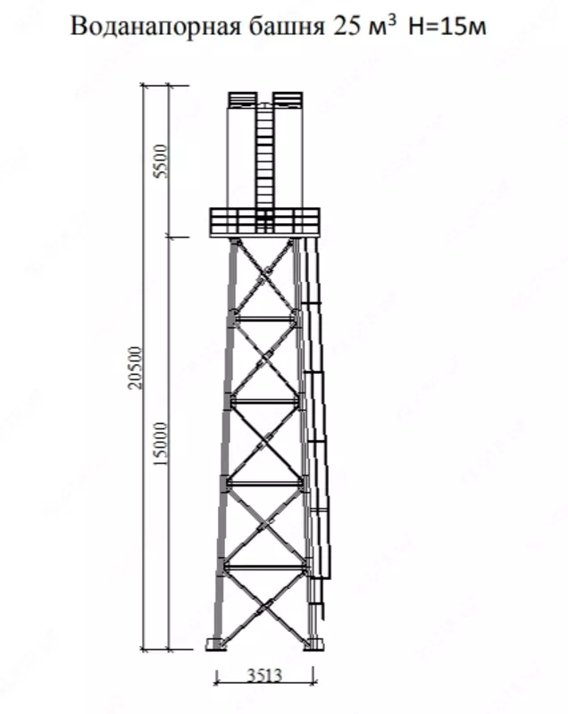 Воданапорная башня 25 м3 Н=15м