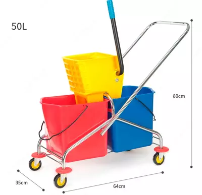 Уборочная Тележка 2-х ведерная(2*20л) Железная основа с отжимом