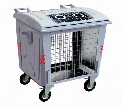 Металлический контейнер для временного хранения полиэтиленовых и стеклянных бутылок 1100 л.