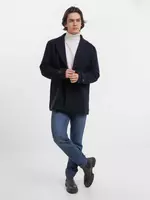 Мужское шерстяное темно-синее полупальто Blend Ambitious