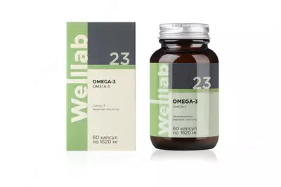 Комплекс Омега-3 Гринвей (Веллаб) Помогает регулировать уровень холестерина 60 капсул по 1620 мг