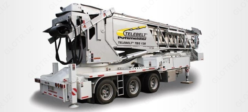 Телескопический ленточный транспортер TELEBELT TBS 130 смонтированный на автомобильном полуприцепе