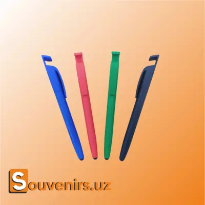 Матовые пластиковые ручки с стилусом и подствкой для телефона