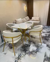 4 kishilik yumshoq o‘rindiqli stol va stul to‘plami