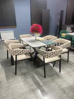 6 kishilik yumshoq o‘rindiqli stol va stul to‘plami