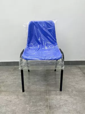 Стул с металлическим каркасом и пластиковым сиденьем (синий)