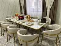 Прямоугольный обеденный стол с 10 стульями
