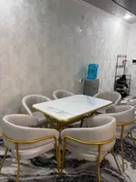 Комплект мебели для столовой и кухни (стол  6 стульев) Unique Mebel Модель № 019 (Белый/золотистый)