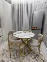 Комплект мебели для столовой и кухни (стол  4 стула) Unique Mebel Модель № 020 (Светло-серый/золотистый)