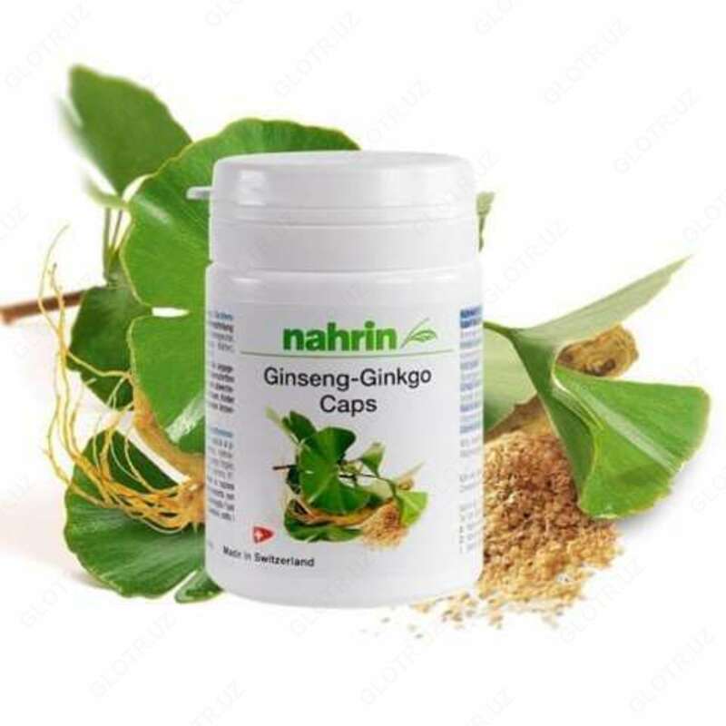 Xotirani yaxshilash uchun Ginseng-Ginkgo kapsulalari Shveytsariya Nahrin