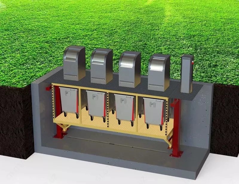 Подземная мусорная система с подъемной платформой УПК-4 - по запросу