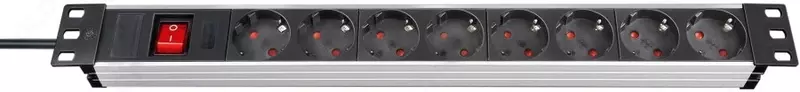  PDU Удлинитель Premium-Line Technic Alu 19; 8 розеток; кабель 2 метра; с выключателем - 