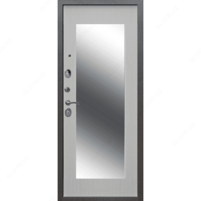 Входные двери. Модель : ТРОЯ СЕРЕБРО МАКСИ ЗЕРКАЛО БЕЛЫЙ ЯСЕНЬ - 4 000 000 сум / шт.