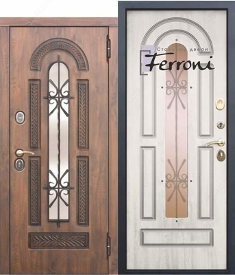 Входная металлическая дверь со стеклопакетом и ковкой Vikont