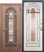 Входная металлическая дверь со стеклопакетом и ковкой Vikont