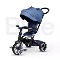 Детский трёхколёсный велосипед с ручкой Q-play Prime -1 (синий)