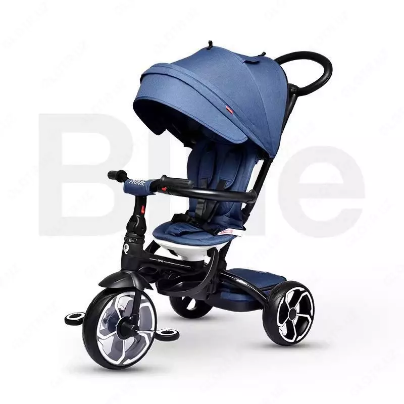 Детский трёхколёсный велосипед с ручкой Q-play Prime -1 (синий)