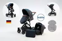 Детская коляска-трансформер 2 в 1 + сумка Kidilo 1609 (тёмно-серый)