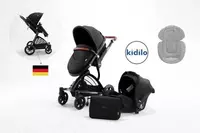   Детская коляска-трансформер 2 в 1 + сумка Kidilo 1609 (тёмно-серый)