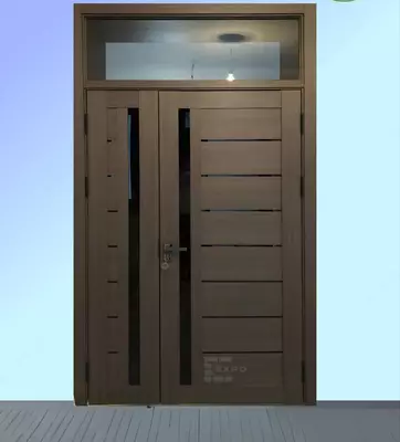 Межкомнатная МДФ царговая (двухстворчатая с фрамугой) дверь "Неаполь" С13 (Россия)