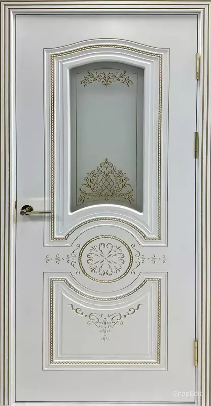 Межкомнатная МДФ стеклянная дверь "Санторини" Эмаль (Россия)