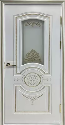 Межкомнатная МДФ стеклянная дверь "Санторини" Эмаль (Россия)