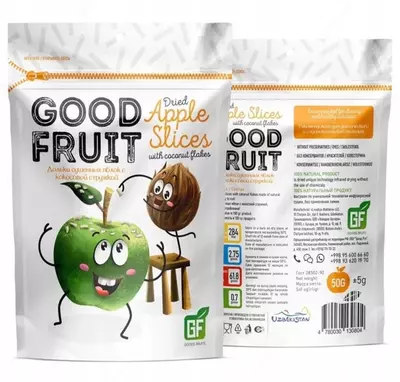 olma bo'laklari va kokos yong'og'i parchalari