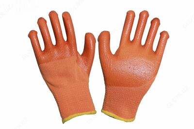 Перчатки "ОРАНЖЕВЫЕ" ПВХ покрытие трикотажный-утепленный манжет - 6 986.3 сум от 100 шт.