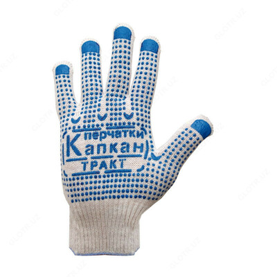 Перчатки белые "КАПКАН" ХБ С ПВХ нанесением(точка)