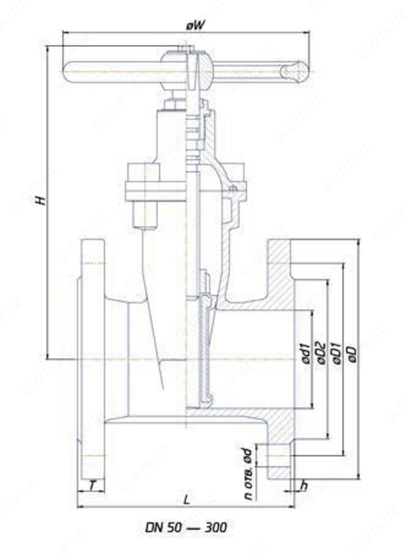  Eshik klapan DN-80 PN-16 rezina xanjarli choyan 30h39r - 
