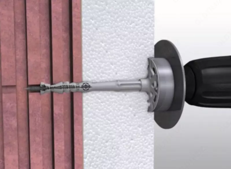  Тарельчатый дюбель пластмассовый с металлическим (оцинкованным) гвоздем 10х130мм - 