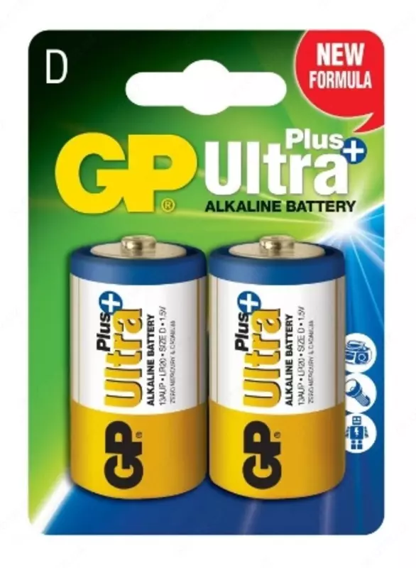  Батарейка GP ULTRA+ ALKALINE (LR20) D 2*BL (уп) - 