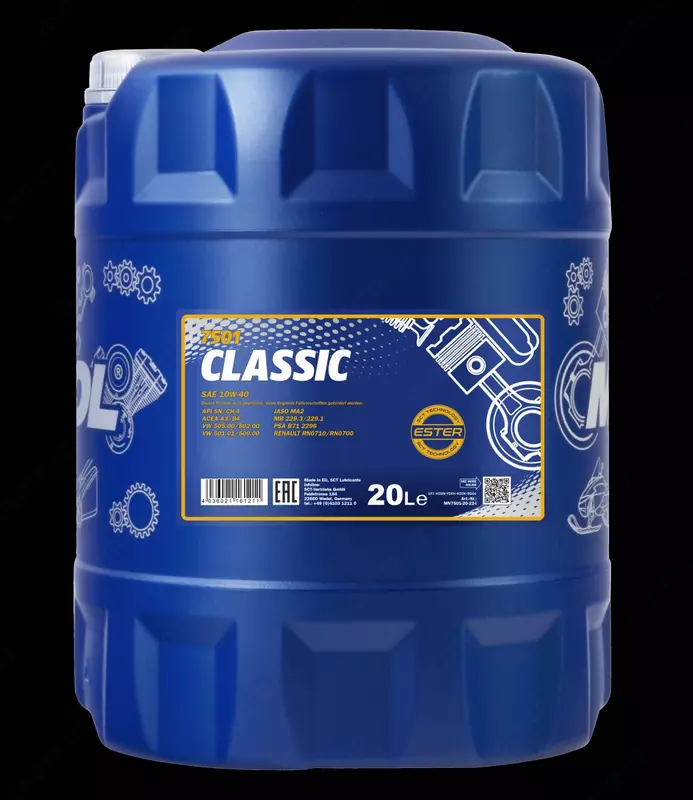 Полусинтетическое моторное масло Mannol CLASSIC 10w40 API SN/CF 20л.