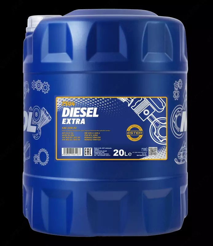 Полусинтетическое моторное масло Mannol DIESEL EXTRA 10w40 API CH-4/SL 20л.