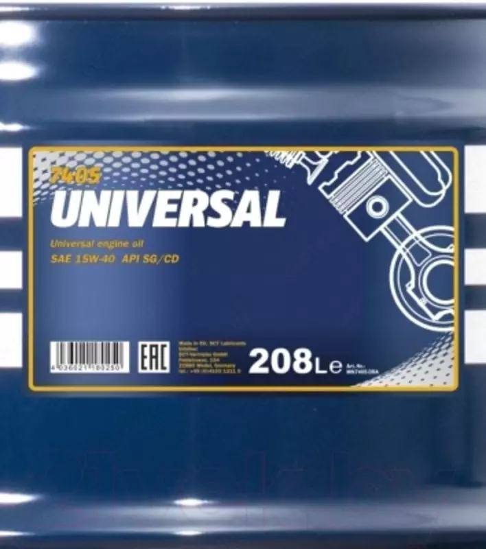  Минеральное моторное масло Mannol UNIVERSAL 15w40 API SG/CD 208л. - 