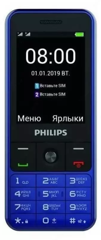 Кнопочный Телефон "Philips Xenium E182" (Синий) - 952 990.4 сум