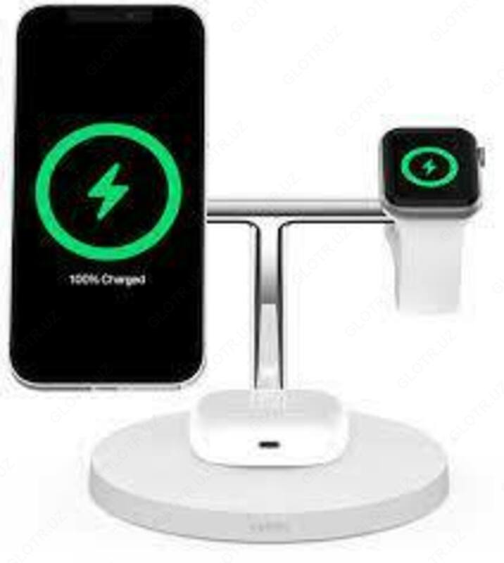 Беспроводное зарядное устройство Belkin MagSafe 3-in-1 Wireless Charger WIZ009vfWH белый