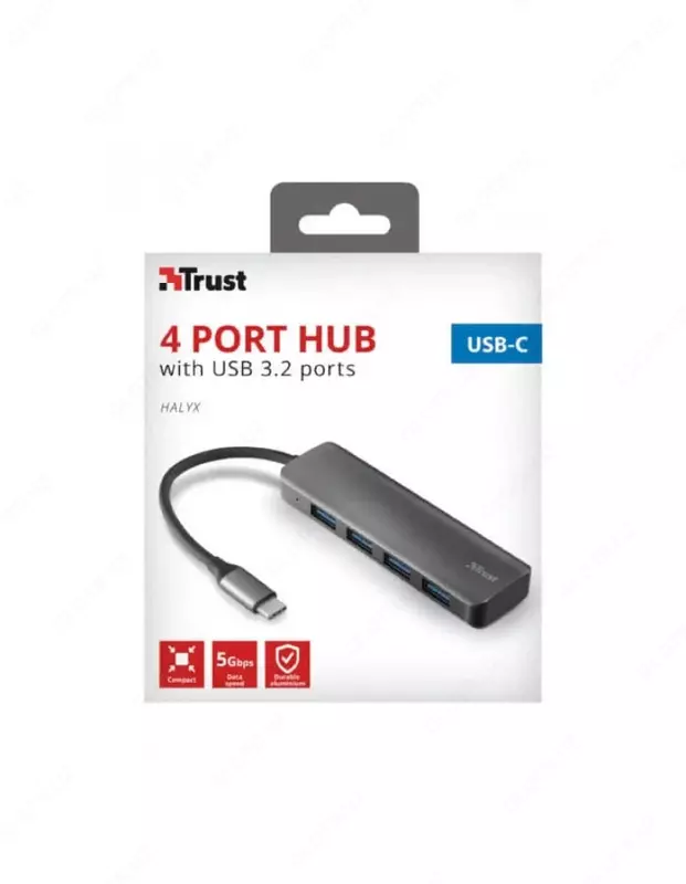 Комп аксессуары Trust Halyx USB-C to 4-Port USB-A 3.2 Hub | 23328