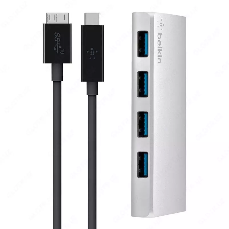 Kompyuter Aksessuarlar Belkin Hub Belkin Travel Ultra Slim usb 2.0 4 portlari, passiv holda BP, qora