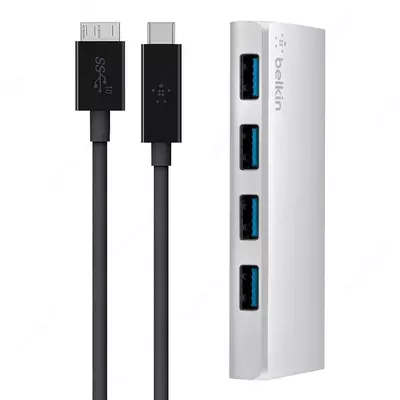 Компьютерные аксессуары Belkin Концентратор Belkin USB-C 4-PORT MINI HUB,3.0,BLK
