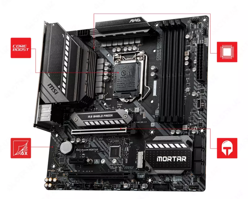 Anakart MSI MAG B460M MORTAR | 4xDDR4 | 2x M.2 NVMe | USB Type-C