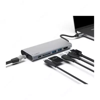 Kompyuter Aksessuarlar Belkin Hub Belkin Travel Ultra Slim usb 2.0 4 portlari, passiv holda BP, qora