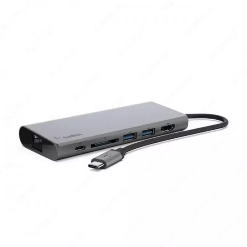 Компьютерные аксессуары Belkin Концентратор Belkin Travel Hub USB-C PD, USB-C, 2/USB 3.0, HDMI, Gigabit, space gray