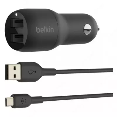 Автомобильное ЗУ Belkin Car Charger 24W Dual USB-A, USB-A - MicroUSB, 1m, черный (Арт - CCE002BT1MBK)