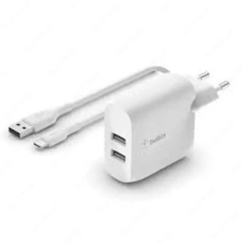 Сетевое зарядное устройство Belkin Home Charger (24W) DUAL USB 2.4A, white (Арт - WCB002VFWH)