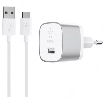 Сетевое зарядное устройство Belkin Home Quick Charger (18W) USB 3.0A, USB-C, 1.2m, silver