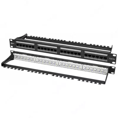 SNR patch paneli, 19" ekranlanmagan, 1U, 24 port, cat.5e (SNR-UD-1U24-5E-H)