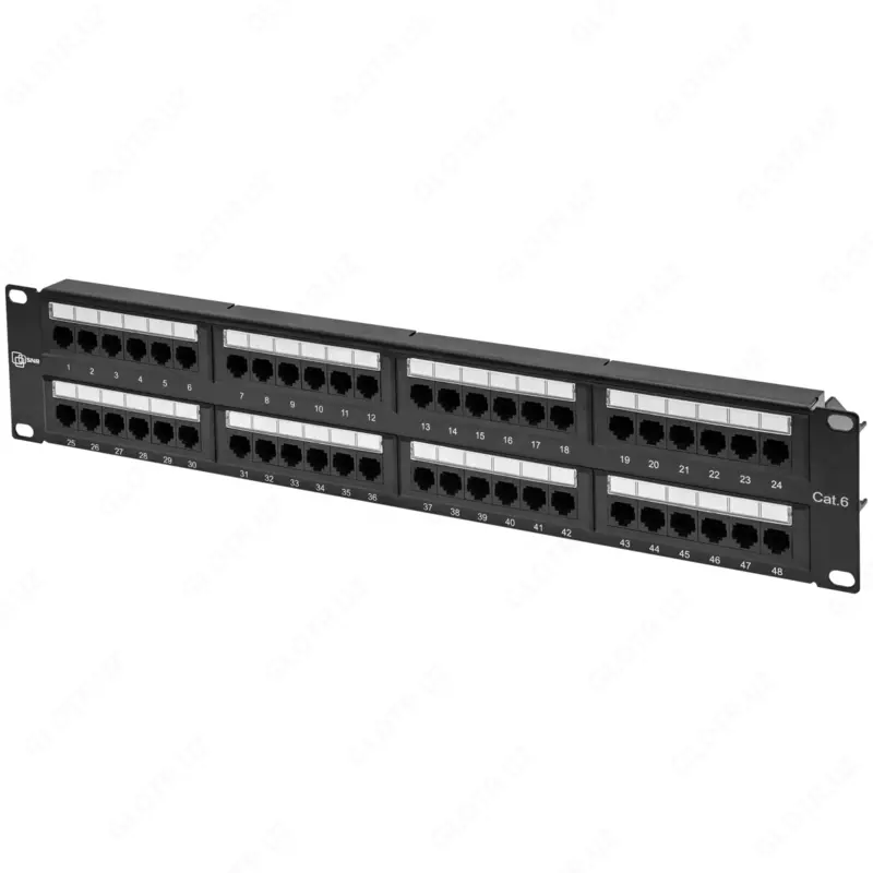 SNR patch paneli, 19" ekranlanmagan, 2U, 48 port, cat.6 (SNR-UD-2U48-6-H)
